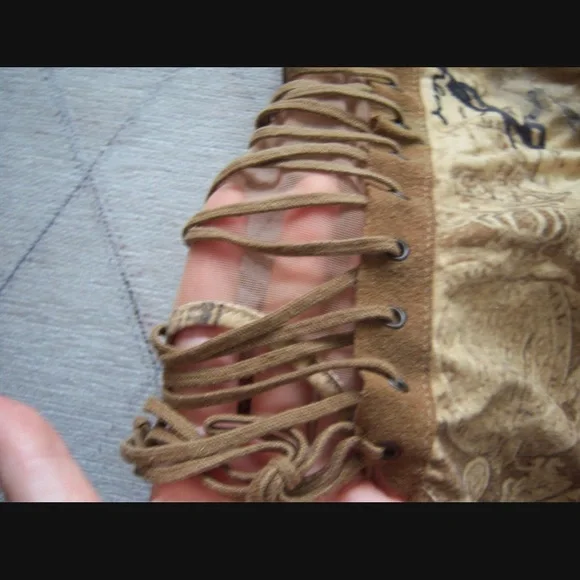 Vintage Rare Nicole Olivier Laceup Mesh Renaissance Print One Piece Swimsuit - Picture 2 of 5